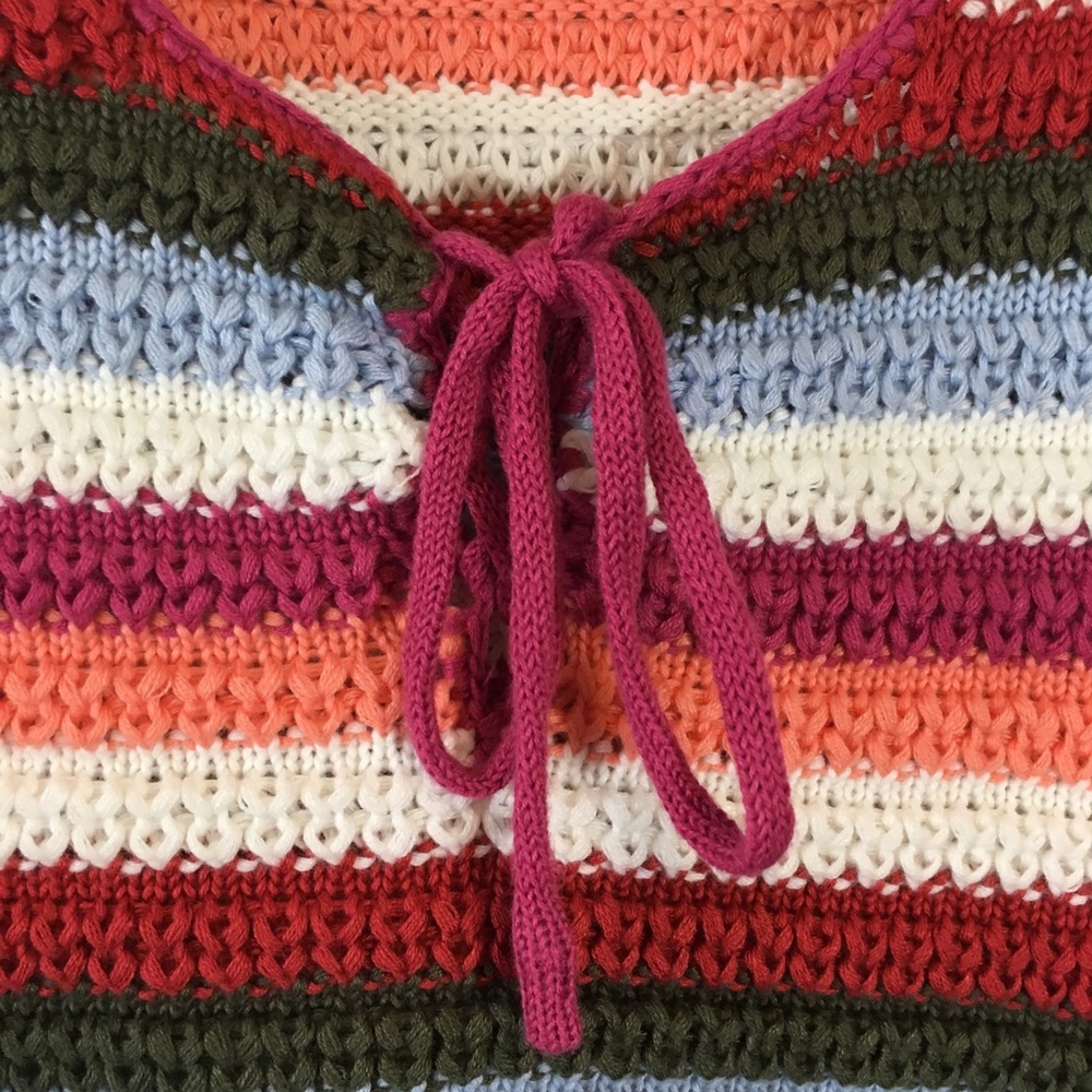 Candies | Striped Crochet Tank Top Tie Up - Picture 3 of 8